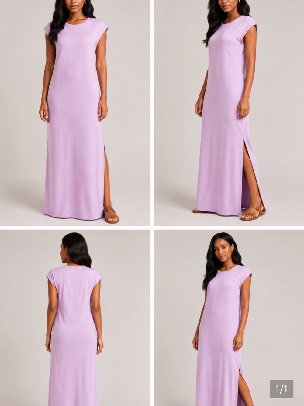 Elegant Lavender Midi Slip Dress with Side Slit
